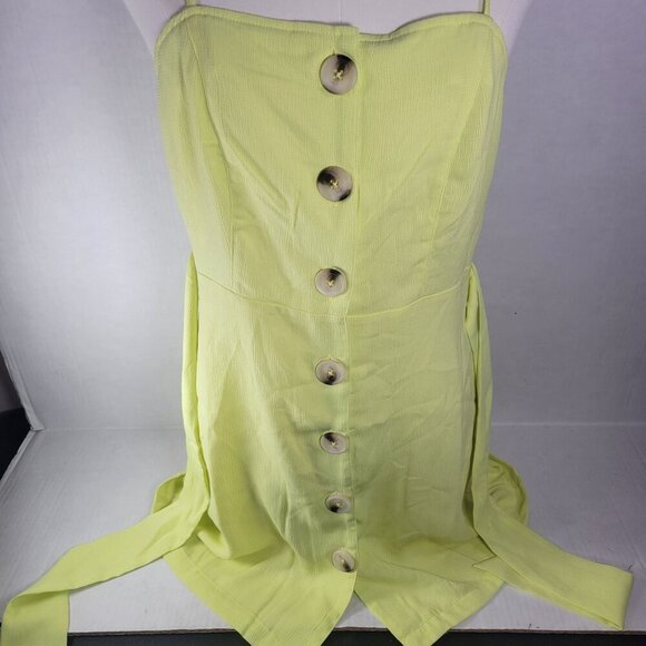 Miken Swim Women Yellow Button-Front Adjustable Straps Sundress Size  S - Picture 5 of 11